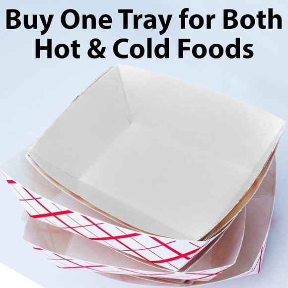 Heavy Duty, Grease Resistant 3 Lb Paper Food Trays 100 Pack. Durable Dishware Pl - Picture 3 of 3